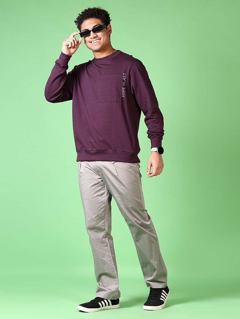 men grey solid flat front casual trouser - 21620628 -  Standard Image - 4