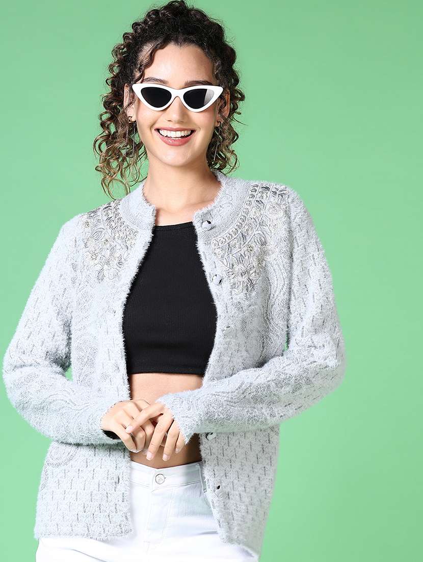 women self design long sleeve cardigan - 21620646 -  Standard Image - 4