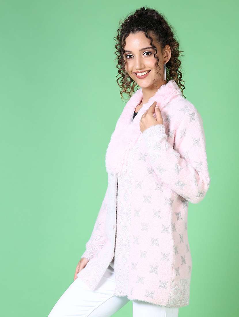 women self design long sleeve cardigan - 21620657 -  Standard Image - 1