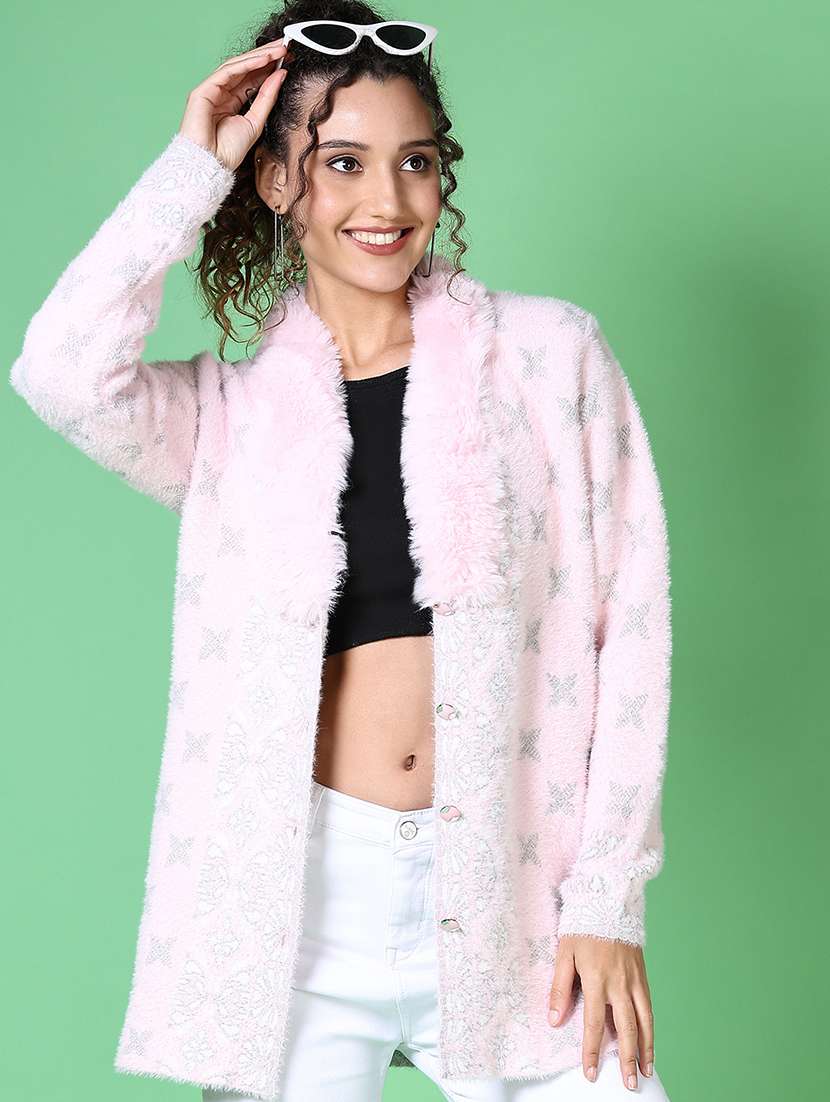 women self design long sleeve cardigan - 21620657 -  Standard Image - 4