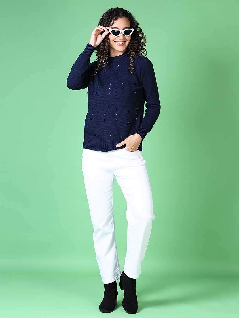 women pearl embellished long sleeve pullover - 21620730 -  Standard Image - 4