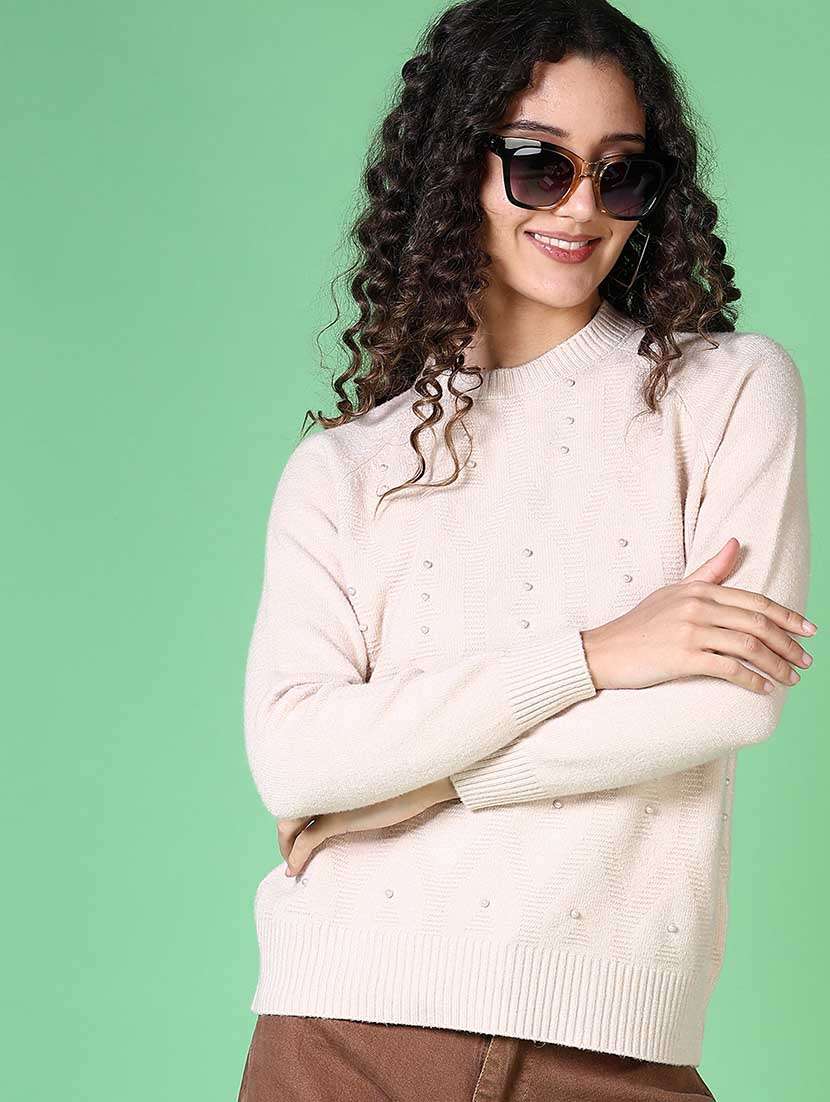 women pearl embellished long sleeve pullover - 21620765 -  Standard Image - 1