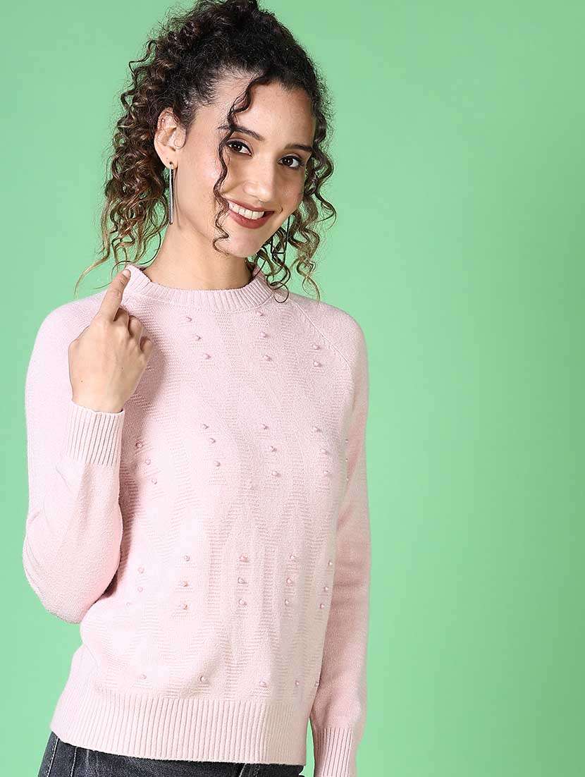 women pearl embellished long sleeve pullover - 21620766 -  Standard Image - 1