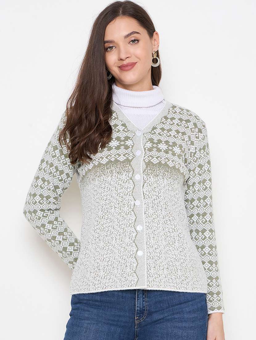 women self design neo mint woolen cardigan - 21620840 -  Zoom Image - 0