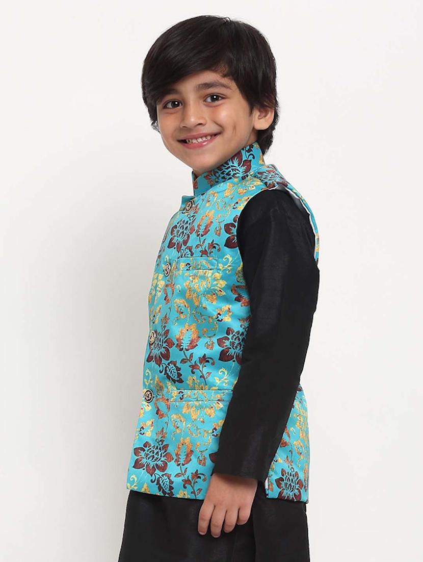 kids floral mandarin neck nehru jacket - 21621039 - Standard Image - 1