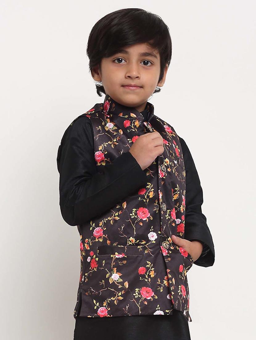 kids floral mandarin neck nehru jacket - 21621040 - Standard Image - 1