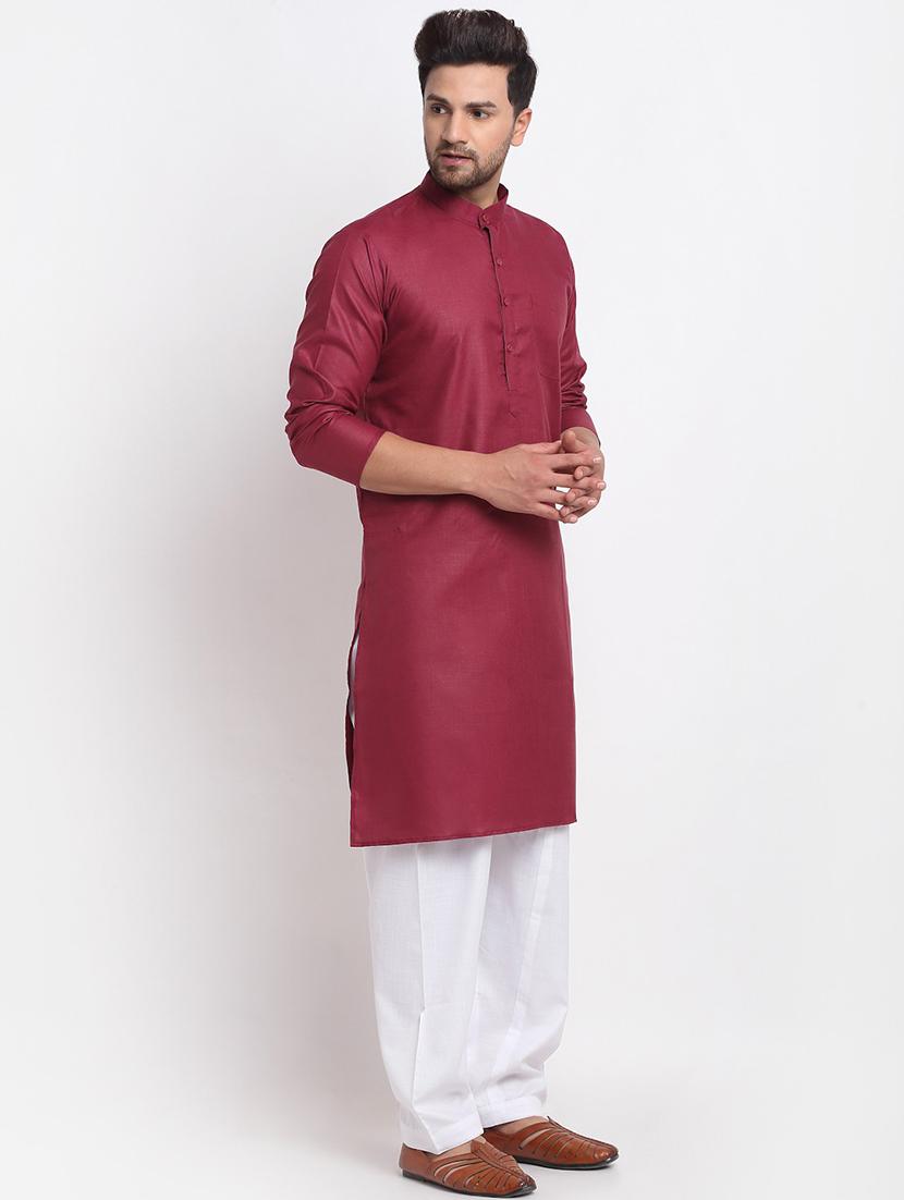 men solid long sleeve ethnic wear set - 21621104 - Standard Image - 1