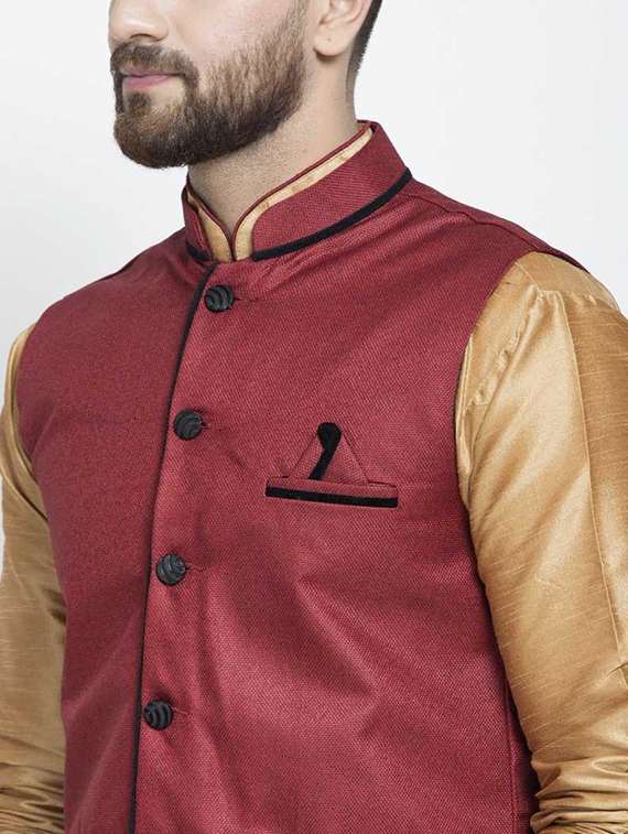 men kurta churidar with jacket ethnic wear set - 21621336 - Standard Image - 4