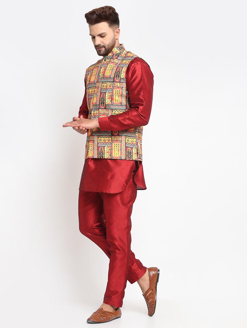 men kurta pyjama with jacket ethnic wear set - 21621383 -  Standard Image - 1