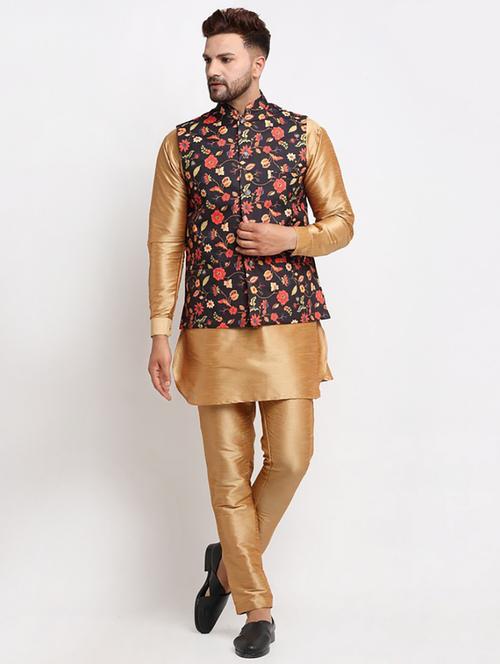 men kurta pyjama with jacket ethnic wear set - 21621399 - Standard Image - 0