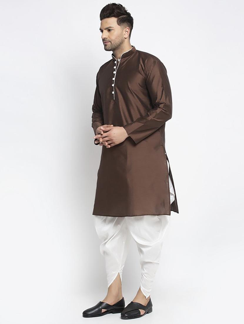 men solid dhoti kurta ethnic wear set - 21621514 - Standard Image - 1