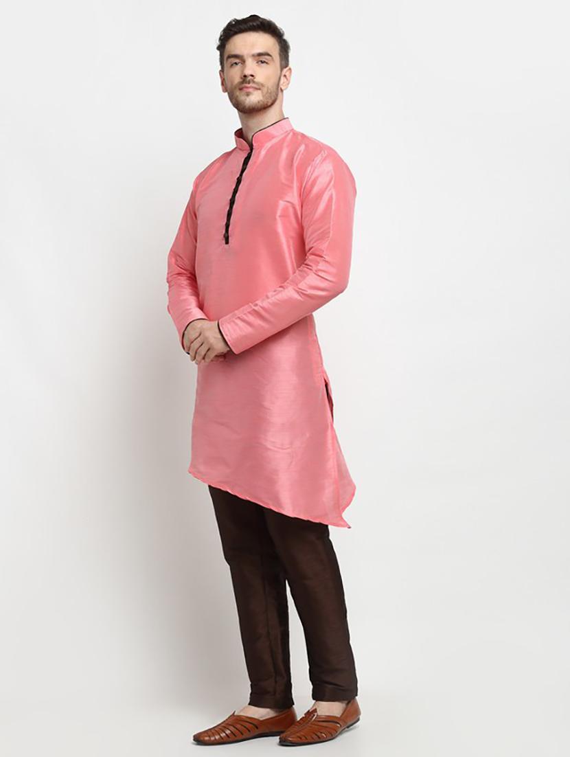 men solid asymmetric kurta pyjama ethnic wear set - 21621517 - Standard Image - 1
