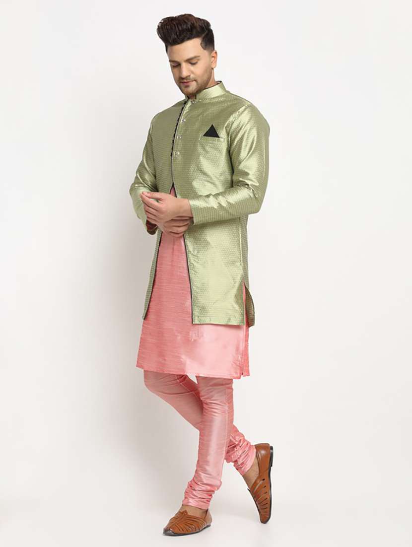 men kurta pyjama with jacket ethnic wear set - 21621550 - Standard Image - 1