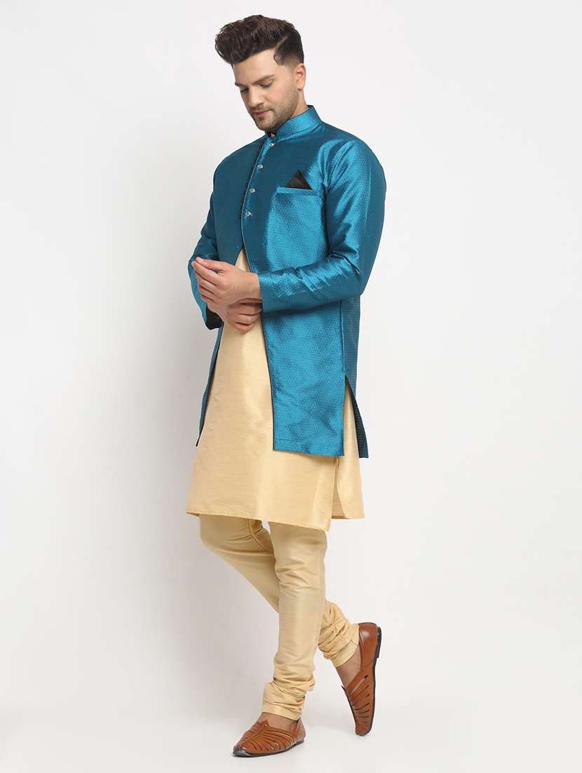 men kurta pyjama with jacket ethnic wear set - 21621564 - Standard Image - 1