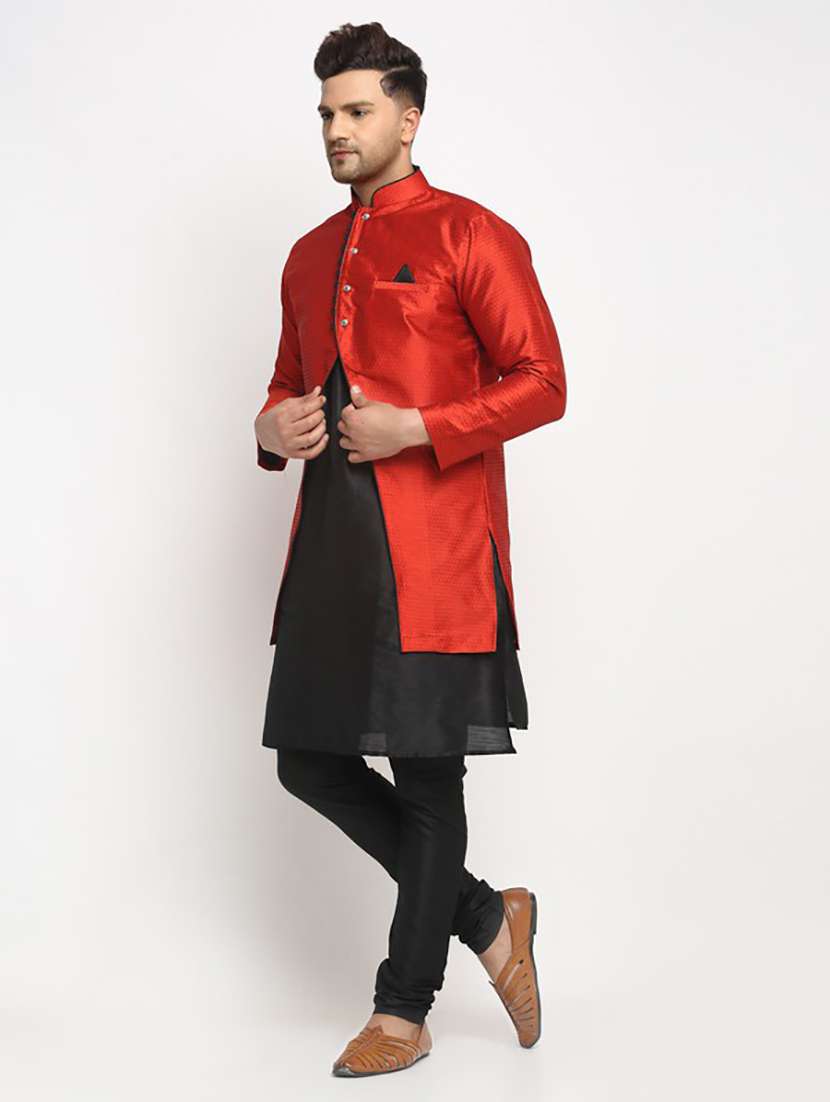 men kurta pyjama with jacket ethnic wear set - 21621596 - Standard Image - 1