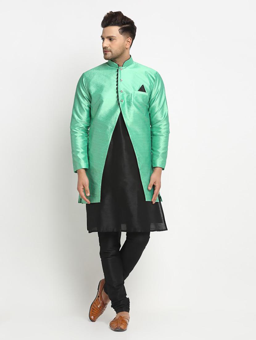 men kurta pyjama with jacket ethnic wear set - 21621599 - Zoom Image - 0