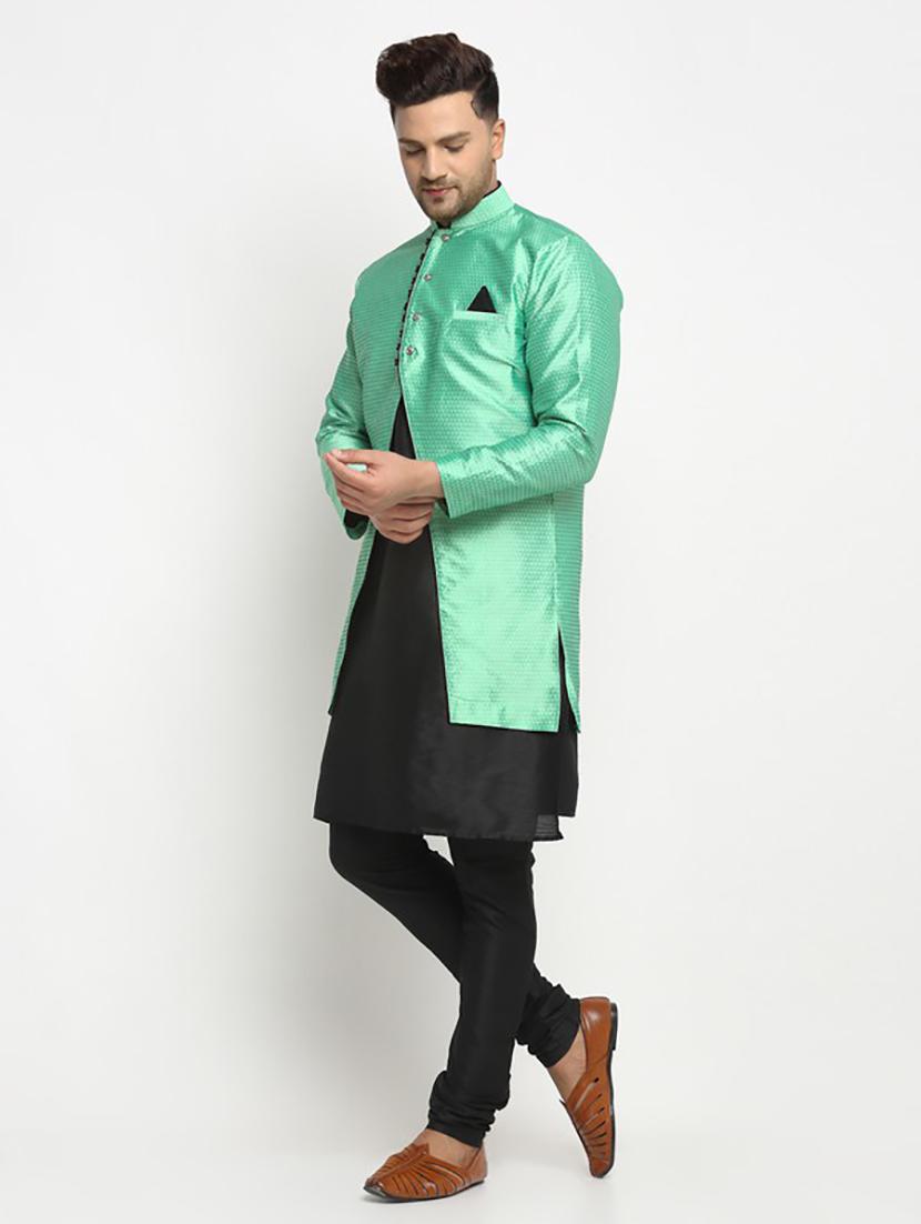 men kurta pyjama with jacket ethnic wear set - 21621599 - Standard Image - 1