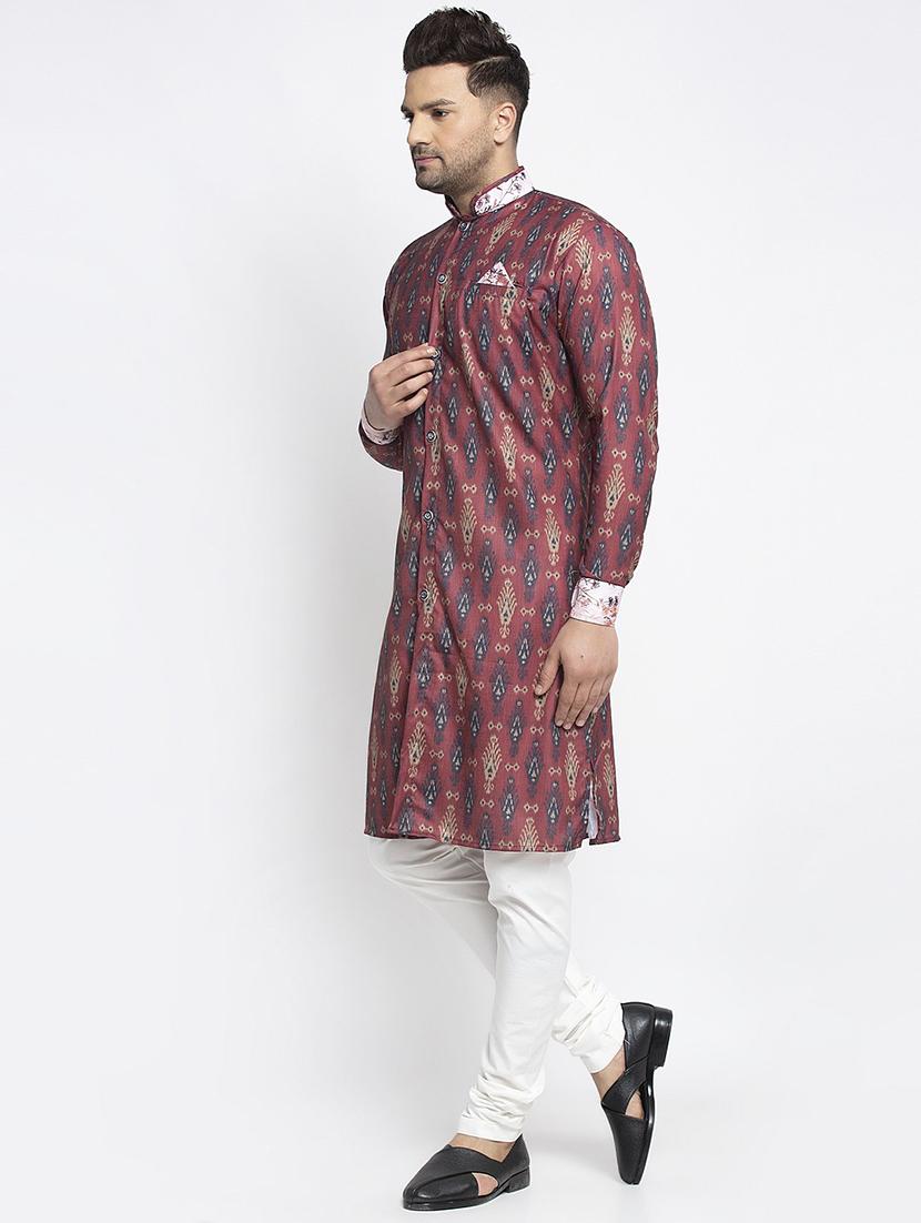men printed kurta pyjama ethnic wear set - 21621630 -  Standard Image - 1