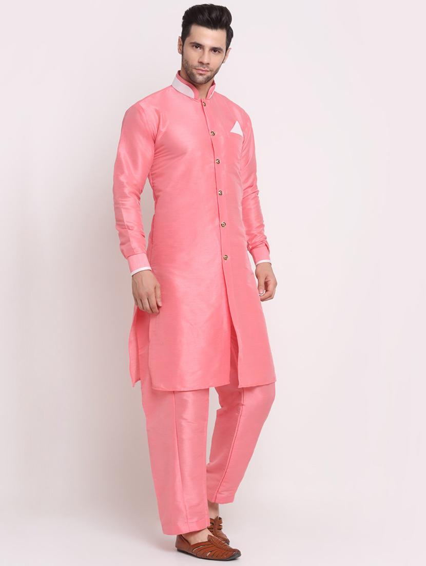 men solid kurta pyjama ethnic wear set - 21621670 - Standard Image - 1