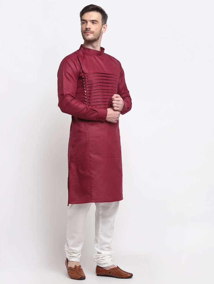 men solid kurta churidar ethnic wear set - 21621713 - Standard Image - 1