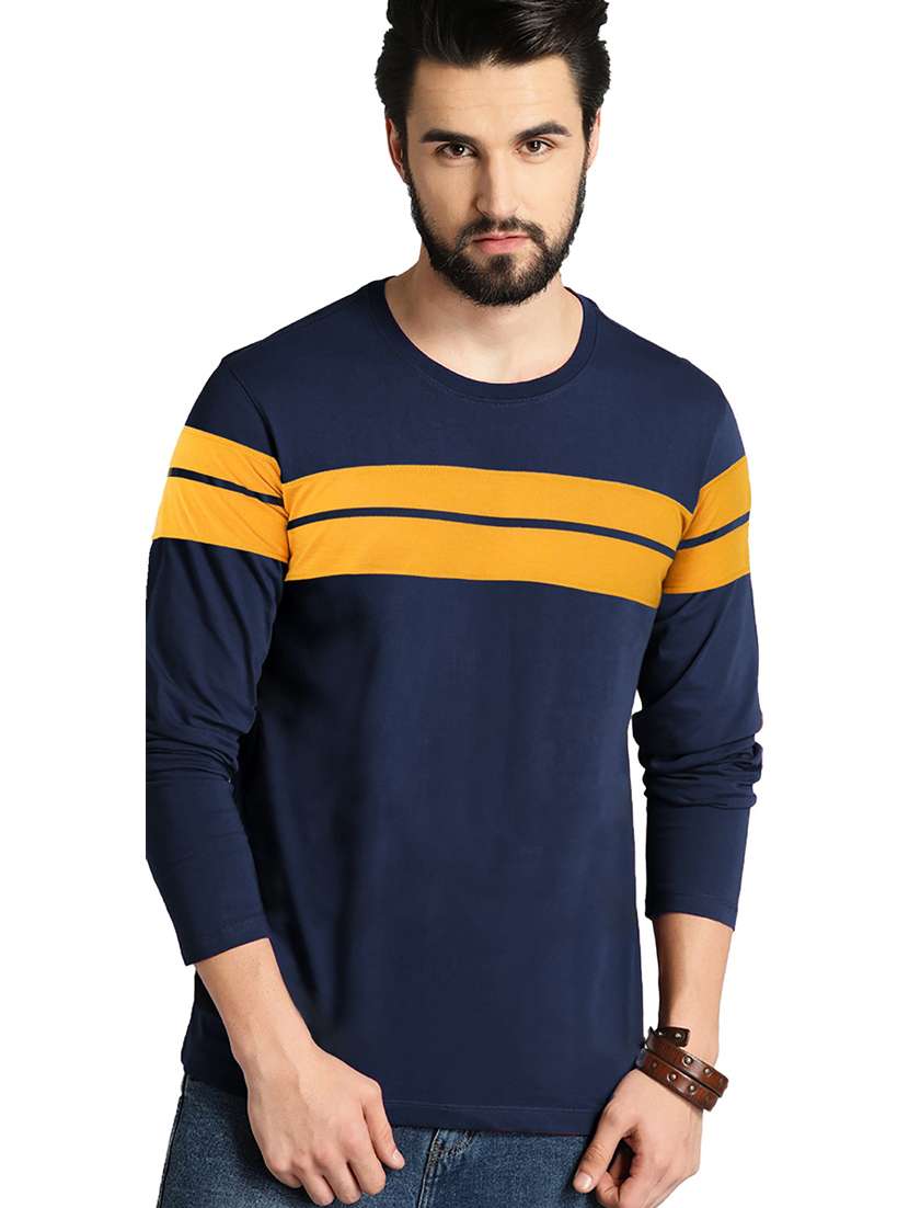 men round neck striped t-shirt