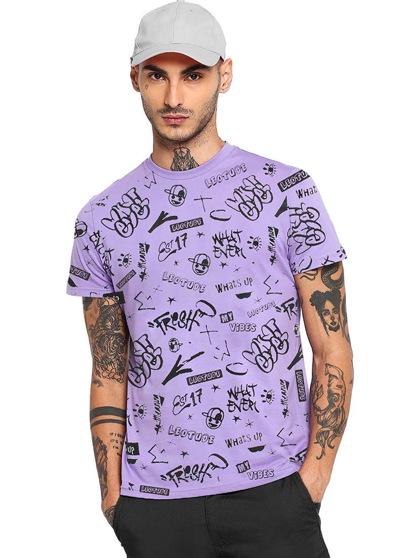 men round neck printed t-shirt