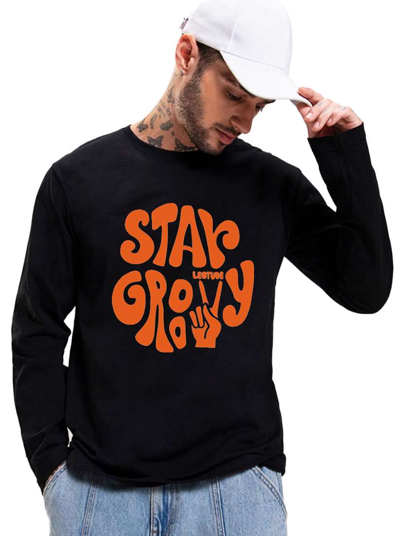 men round neck front printed t-shirt