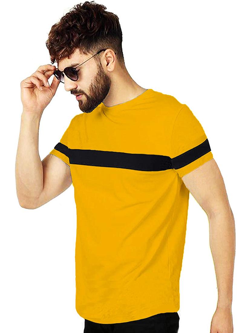 men round neck color block t-shirt - 21621796 -  Standard Image - 1