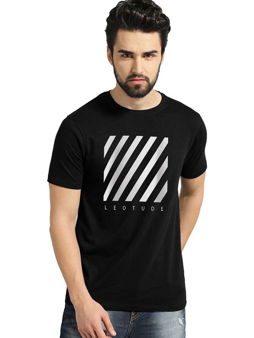 men round neck front printed t-shirt