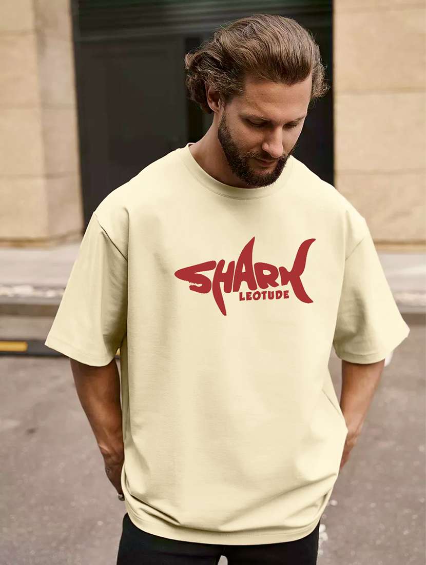 men round neck printed oversized t-shirt