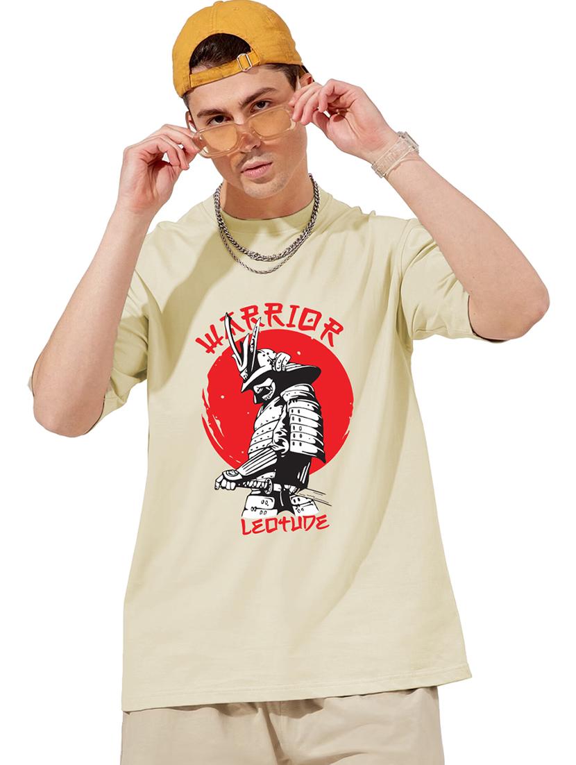 men round neck printed oversized t-shirt
