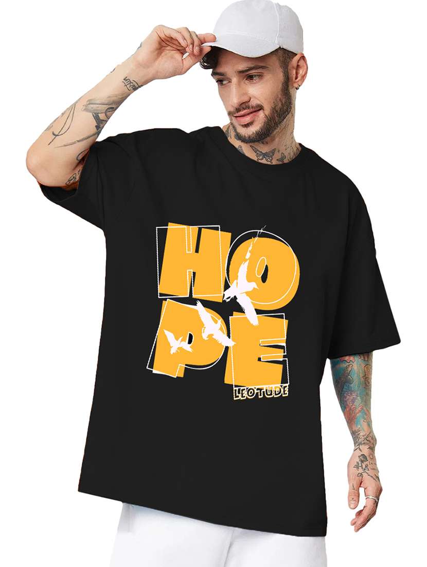 men round neck printed oversized t-shirt