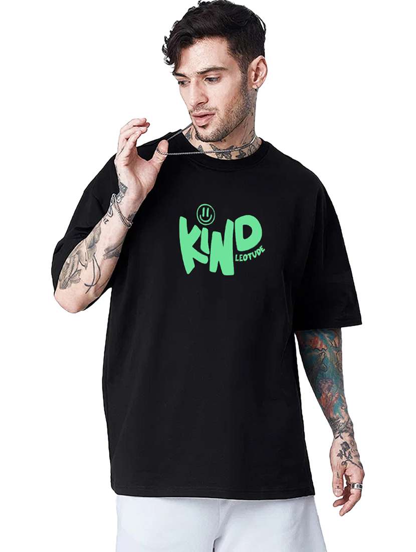men round neck printed oversized t-shirt