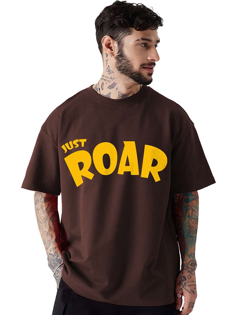 men round neck printed oversized t-shirt