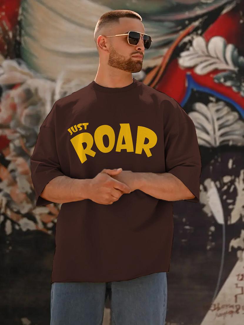 men round neck printed oversized t-shirt