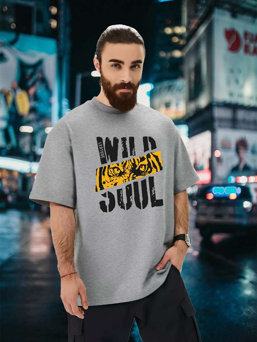 men round neck printed oversized t-shirt - 21621929 -  Standard Image - 1