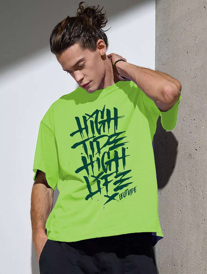 men round neck printed oversized t-shirt