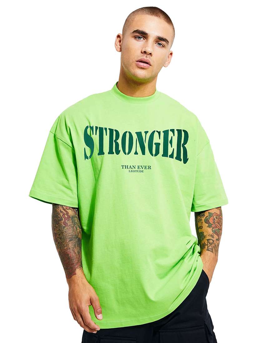 men round neck printed oversized t-shirt