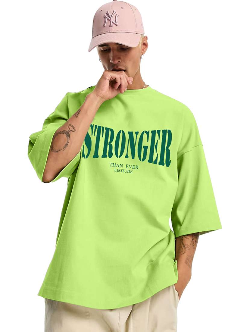 men round neck printed oversized t-shirt