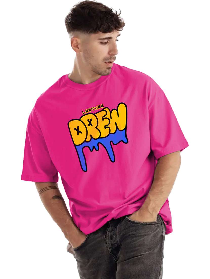 men round neck printed oversized t-shirt