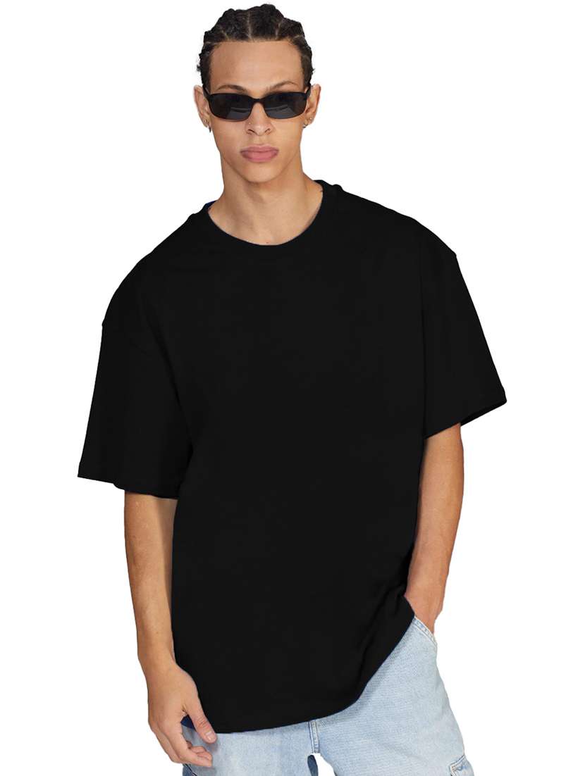 men round neck solid oversized t-shirt - 21621971 - Zoom Image - 0