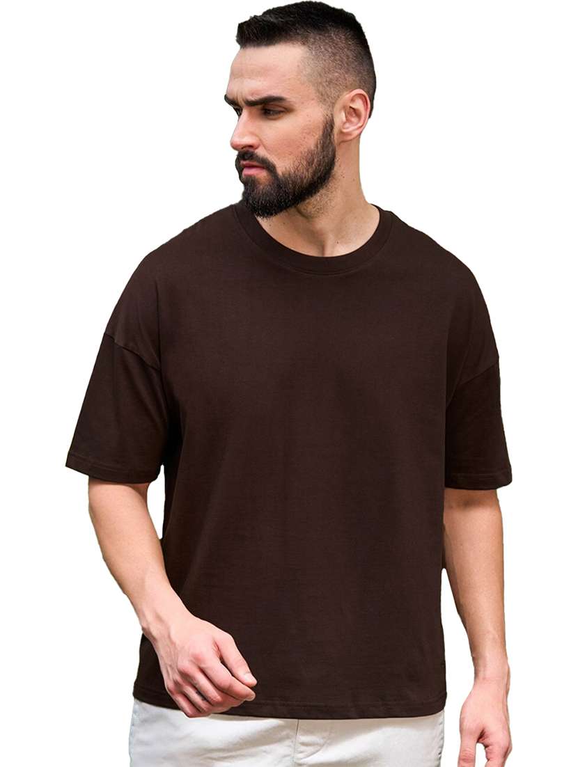 men round neck solid oversized t-shirt - 21621975 -  Standard Image - 1