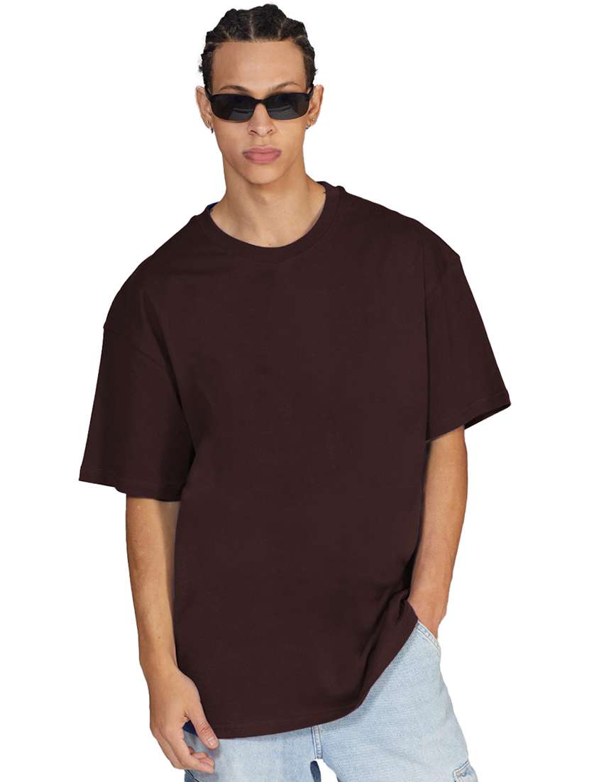 men round neck solid oversized t-shirt