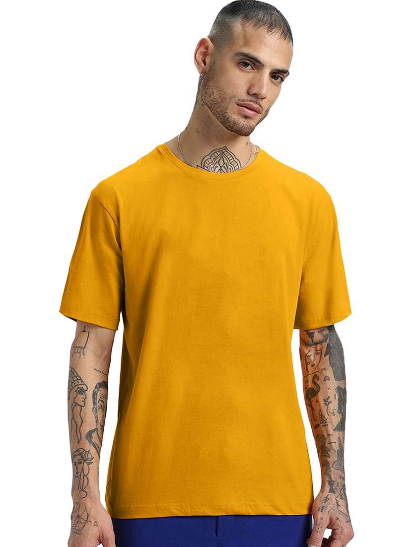 men round neck solid oversized t-shirt