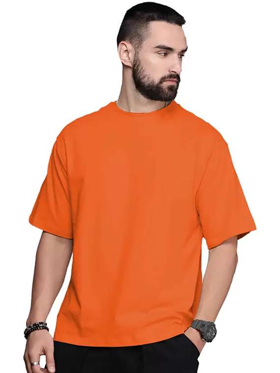 men round neck solid oversized t-shirt - 21621992 - Zoom Image - 0