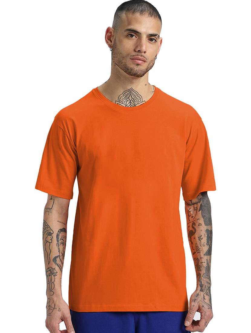 men round neck solid oversized t-shirt - 21621993 -  Zoom Image - 0