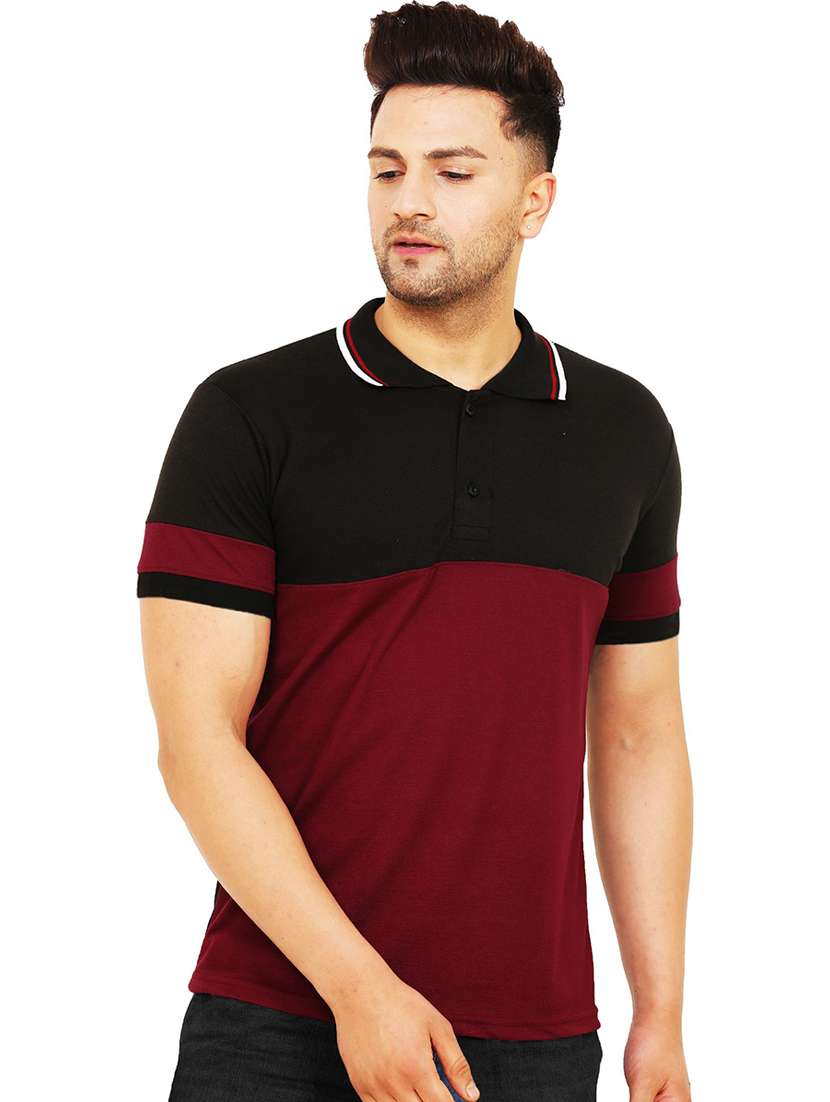 men regular fit color block polo t-shirt