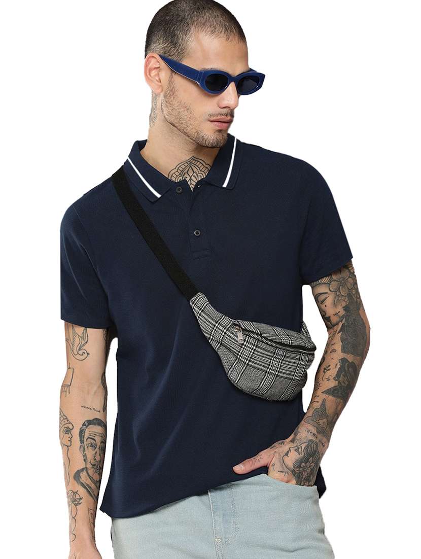 men regular fit plain polo t-shirt
