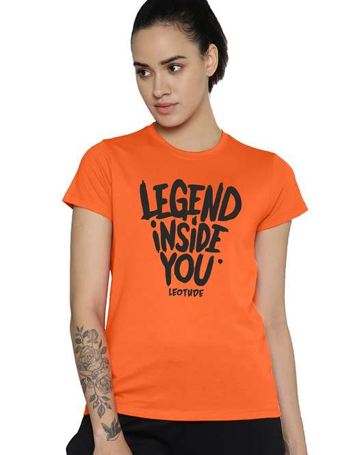 women round neck front print t-shirt