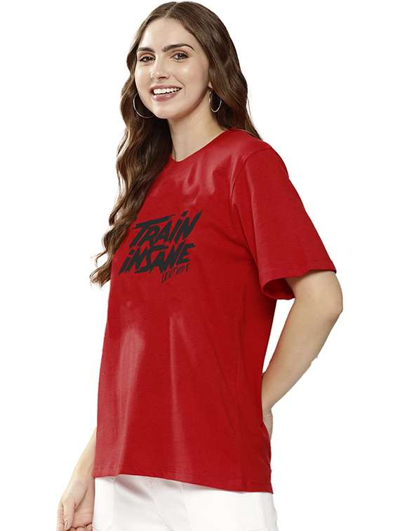 women round neck front print t-shirt - 21622076 -  Standard Image - 1